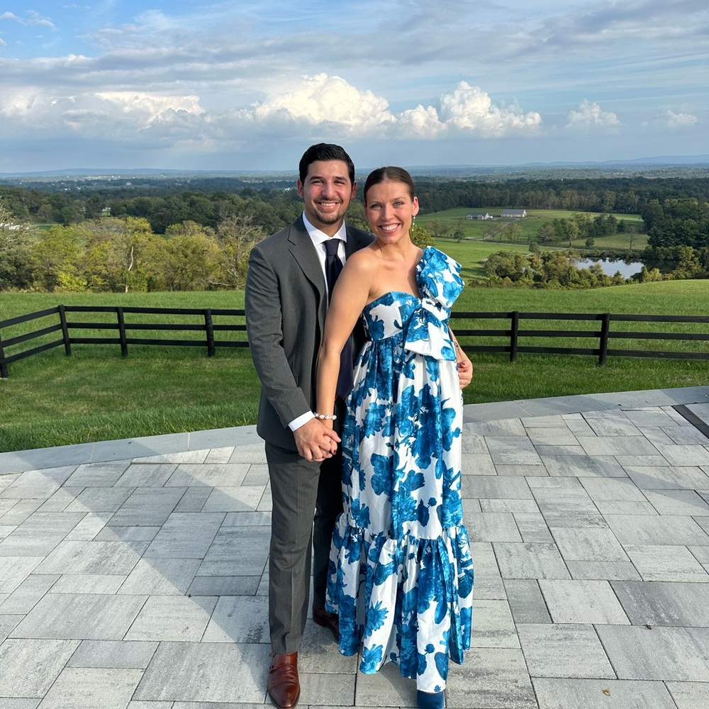 Anthropologie Blue and White Floral Dress